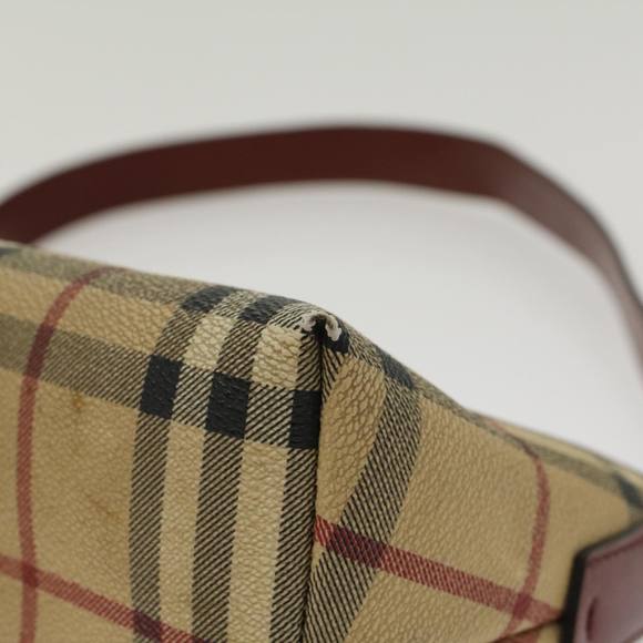 BURBERRY Nova Check Shoulder Bag PVC Leather Beige Auth 47645 - Picture 9 of 16